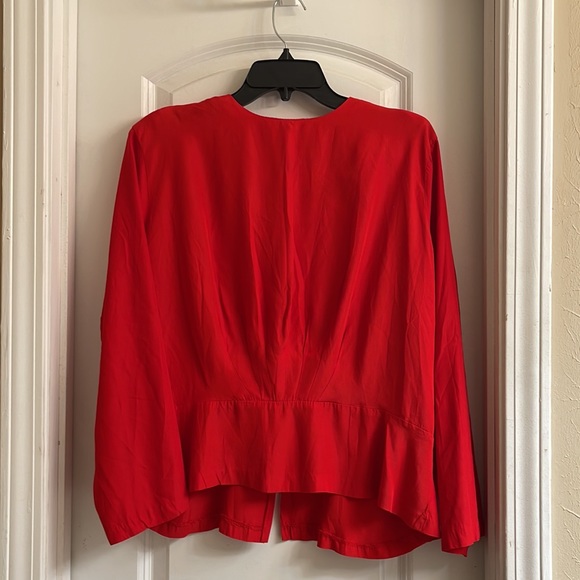 📸♻️ Francine Browner Woman Red Shoulder Padded Vintage Blouse Jacket size 20 - Picture 3 of 7